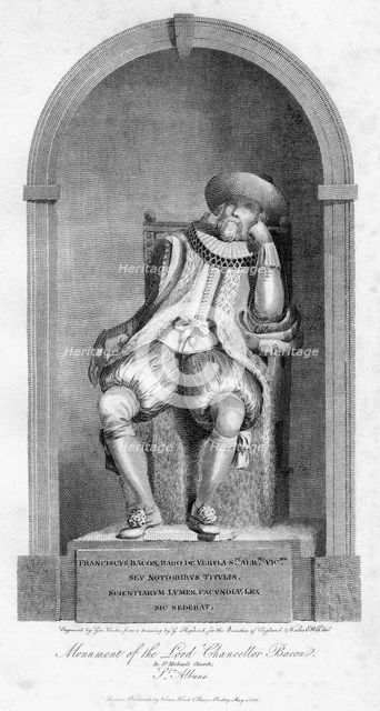 Monument of Sir Francis Bacon, St Michael's Church, St Albans, Hertfordshire, 1806.Artist: G Cooke