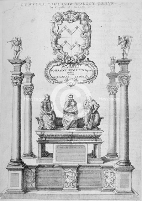 Monument of Sir John Woolley in old St Paul's Cathedral, City of London, 1656. Artist: Wenceslaus Hollar