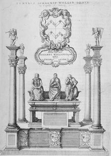 Monument of Sir John Woolley in old St Paul's Cathedral, City of London, 1656. Artist: Wenceslaus Hollar