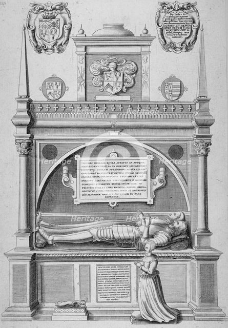 Monument of Sir Paul Heneage in old St Paul's Cathedral, City of London, 1656. Artist: Wenceslaus Hollar