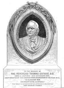 Monument of the Rev. Thomas Guthrie, D.D., 1874. Creator: Unknown