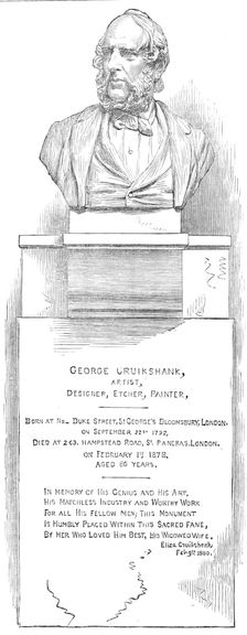Monument over the grave of George Cruikshank, in the Crypt of St. Paul's, 1881. Creator: Unknown