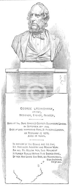 Monument over the grave of George Cruikshank, in the Crypt of St. Paul's, 1881. Creator: Unknown.