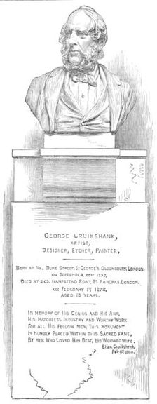 Monument over the grave of George Cruikshank, in the Crypt of St. Paul's, 1881. Creator: Unknown