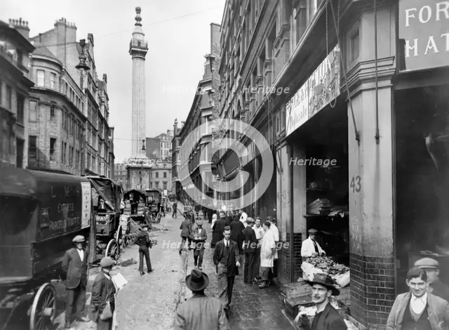 Monument Street and Monument, City of London, before 1933. Creator: George Davison Reid.