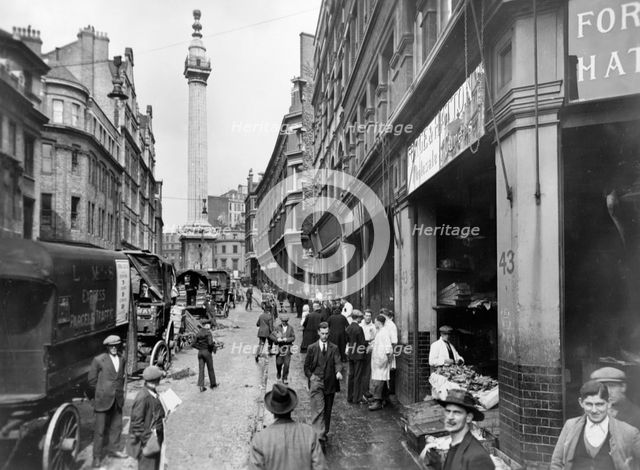 Monument Street and Monument, City of London, before 1933. Creator: George Davison Reid.