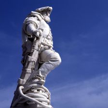 Monument with the marble statue dedicated in his hometown to Juan Sebastian Elcano (1486-1526), ?…