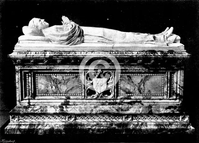 Monument to Bishop Claughton, to be placed in the North Transept of St. Albans Abbey, 1895. Creator: George Meisenbach.