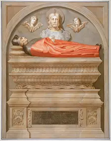Monument to Dr John Yonge by Torrigiano in Rolls Chapel, Chancery Lane, City of London, 1800. Artist: Anon