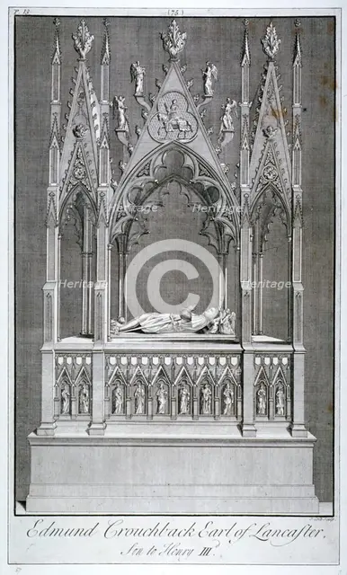 Monument to Edmund Crouchback, Earl of Lancaster, Westminster Abbey, London, 1742. Artist: James Cole