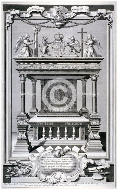 Monument to King Edward VI, Chapel of Henry VII, Westminster Abbey, London, c1740. Artist: George Vertue