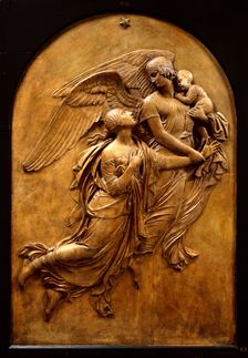 Monument to Lady Leicester: Angel carrying infant and leading mother to heaven, c1844. Creator: John Gibson