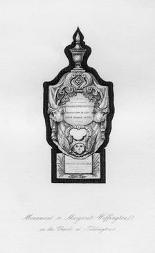 Monument to Margaret Woffington, the actress, at Teddington, 18th century, (1840)