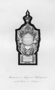 Monument to Margaret Woffington, the actress, at Teddington, 18th century, (1840)