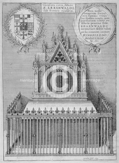 Monument to Saint Erkenwald in old St Paul's Cathedral, City of London, 1656. Artist: Wenceslaus Hollar