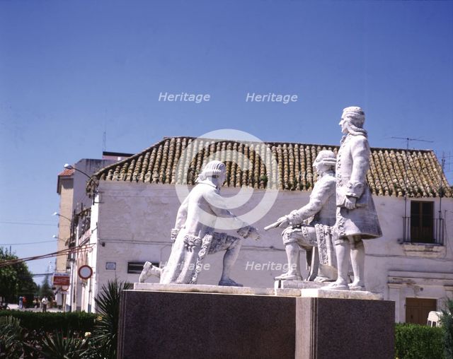 Monument to remember the repopulation of these lands, dedicated to Carlos III. (1716-1788), king …