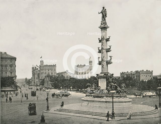 Monument to Wilhelm von Tegetthoff on the Praterstern, Vienna, Austria, 1895.  Creator: Unknown.