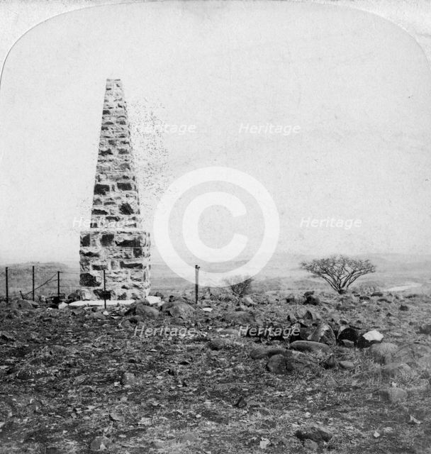 Monument to the 27th Inniskillings, Hart's Hill, near Colenso, Natal, South Africa, Boer War, 1901. Artist: Underwood & Underwood