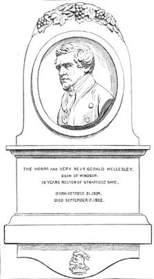 Monument to the late Dean of Windsor in Strathfieldsaye Church, 1883. Creator: Unknown