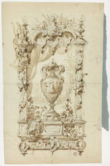 Monumental Vase in Ornamental Frame (recto)..., n.d. Creator: Unknown