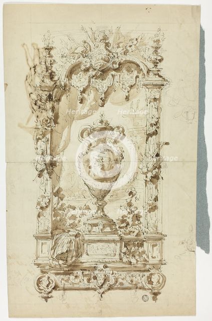Monumental Vase in Ornamental Frame (recto)..., n.d. Creator: Unknown.