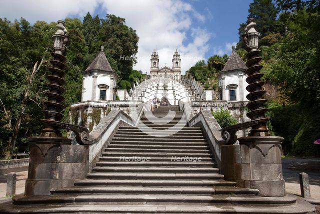 Monumental Baroque stairway, Bom Jesus do Monte Church, Braga, Portugal, 2009.  Creator: Samuel Magal.