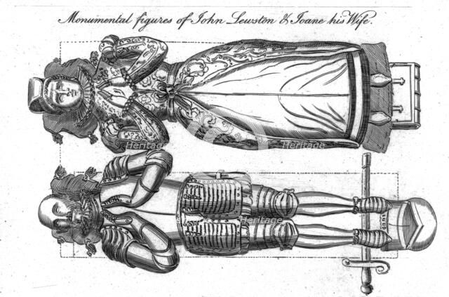 'Monumental figures of John Lewston & Joane his Wife'. Creator: Unknown.