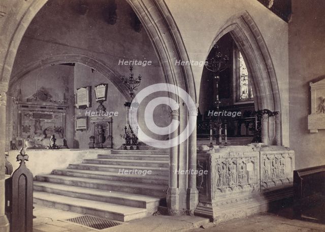 Monuments and Chancel Steps, Tenby Church, 1870s. Creator: Francis Bedford.