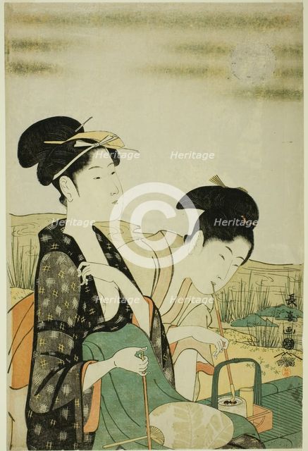 Moon viewing, c. 1794. Creator: Eishosai Choki.