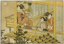 Moon-Viewing Party, from the illustrated book "Picture Book: Flowers of the Four Seasons..., 1801. Creator: Kitagawa Utamaro