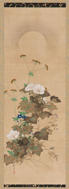 Moon and Autumn Plants, Edo period, early 19th century. Creator: Sakai Hoitsu