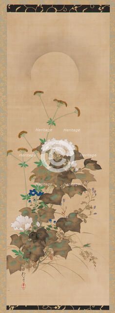 Moon and Autumn Plants, Edo period, early 19th century. Creator: Sakai Hoitsu.