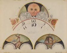 Moon Disc Paintings for Grandfather's Clock, c. 1937. Creator: Francis Law Durand