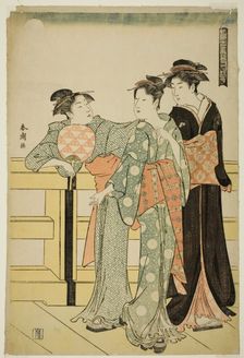 Moon, from the series "Snow, Moon, and Flowers of the Floating World (Ukiyo..., c. 1784/85. Creator: Katsukawa Shuncho
