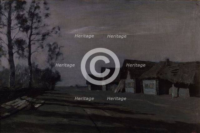 Moon night. A village, 1897. Artist: Levitan, Isaak Ilyich (1860-1900)