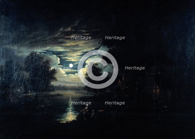 'Moon reflected in a lake', 17th century. Artist: Anon
