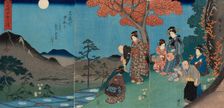 Moon Reflected in the Rice Fields at Sarashina in Shinano Province, 1858. Creator: Ando Hiroshige