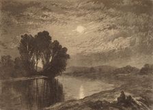 Moonlight on the Androscoggin, c1860-1920. Creator: John Henry Hill