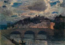 Moonlight on the Arno, Florence c1907. Artist: Robert W Little