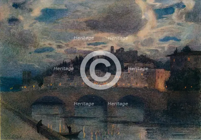 'Moonlight on the Arno, Florence', c1907. Artist: Robert W Little.