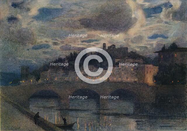 'Moonlight on the Arno, Florence', c1907. Artist: Robert W Little.