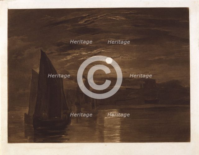 Moonlight on the Medway at Chatham, (c1824?). Creator: Henry Edward Dawe.