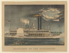 Moonlight on the Mississippi, 1872-74., 1872-74. Creators: Nathaniel Currier, James Merritt Ives, Currier and Ives