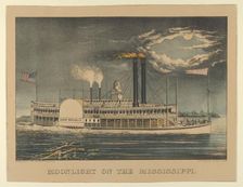 Moonlight on the Mississippi, 1872-74., 1872-74. Creators: Nathaniel Currier, James Merritt Ives, Currier and Ives