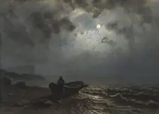 Moonlight on the Norwegian Coast, 1876. Creator: Knud Baade