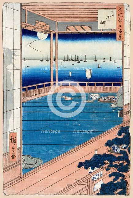 Moonlight (One Hundred Famous Views of Edo), 1856-1858.  Creator: Hiroshige, Utagawa (1797-1858).