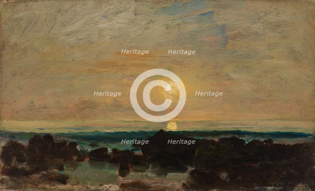 Moonlight by the Sea, 1840-1878. Creator: Charles Francois Daubigny.