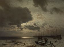 Moonlight in Winter, c1870-1920. Creator: Louis Douzette