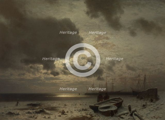 Moonlight in Winter, c1870-1920. Creator: Louis Douzette.