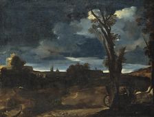 Moonlight Landscape. Creator: Guercino